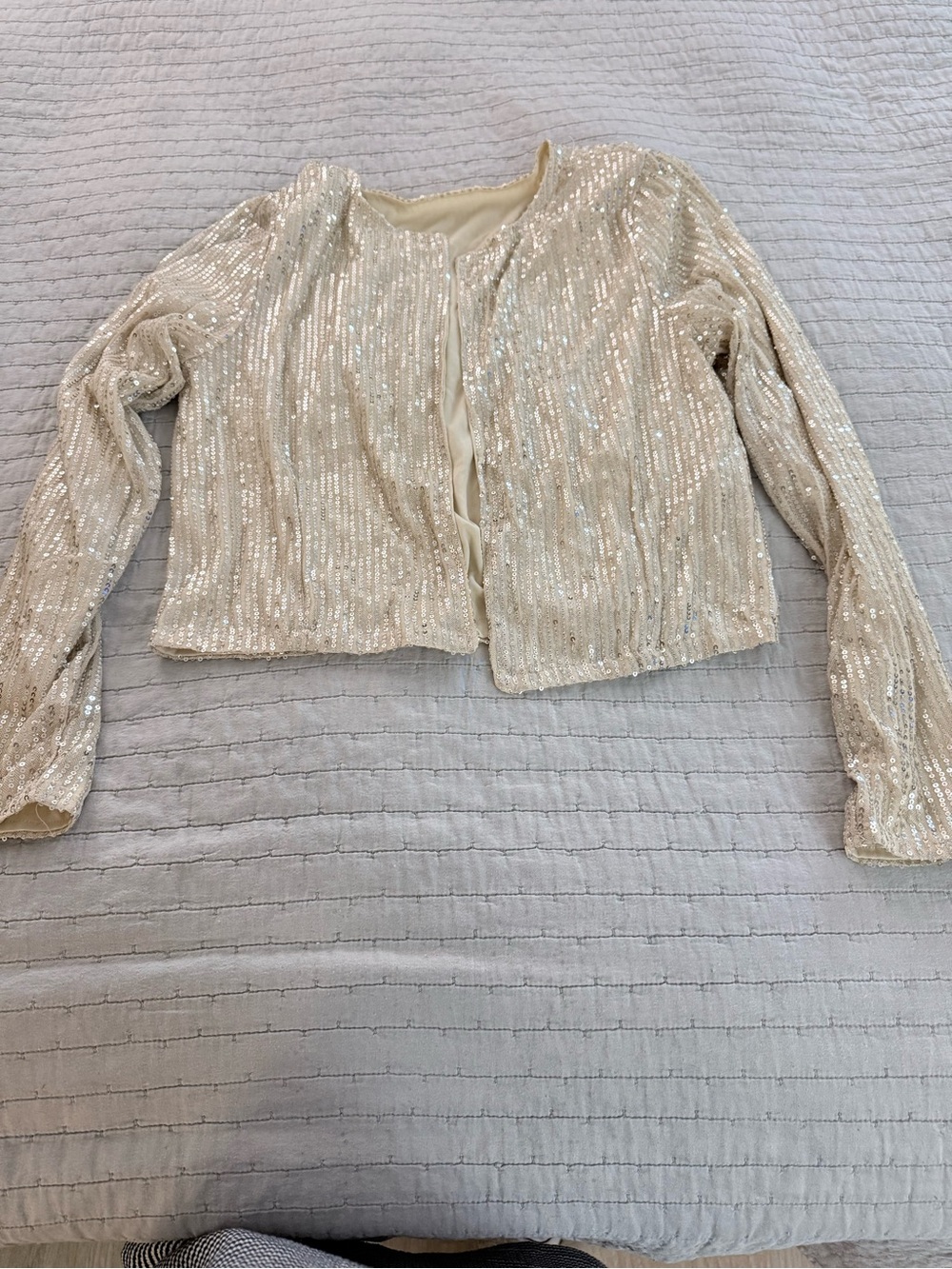Sequin-Embellished Cream Women's Jacket